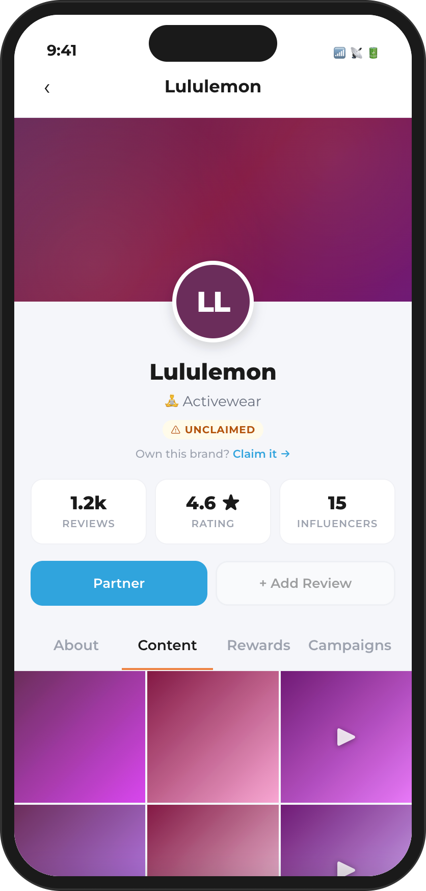 KUP App - Brand Profile