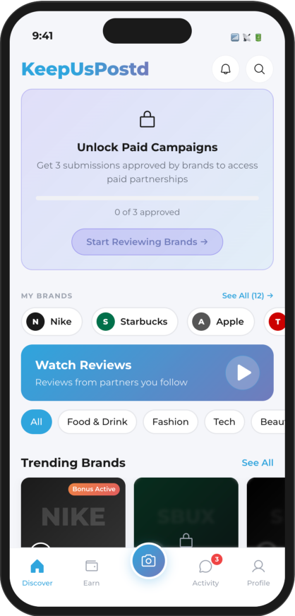 Influencer discovers brands on the KeepUsPostd app