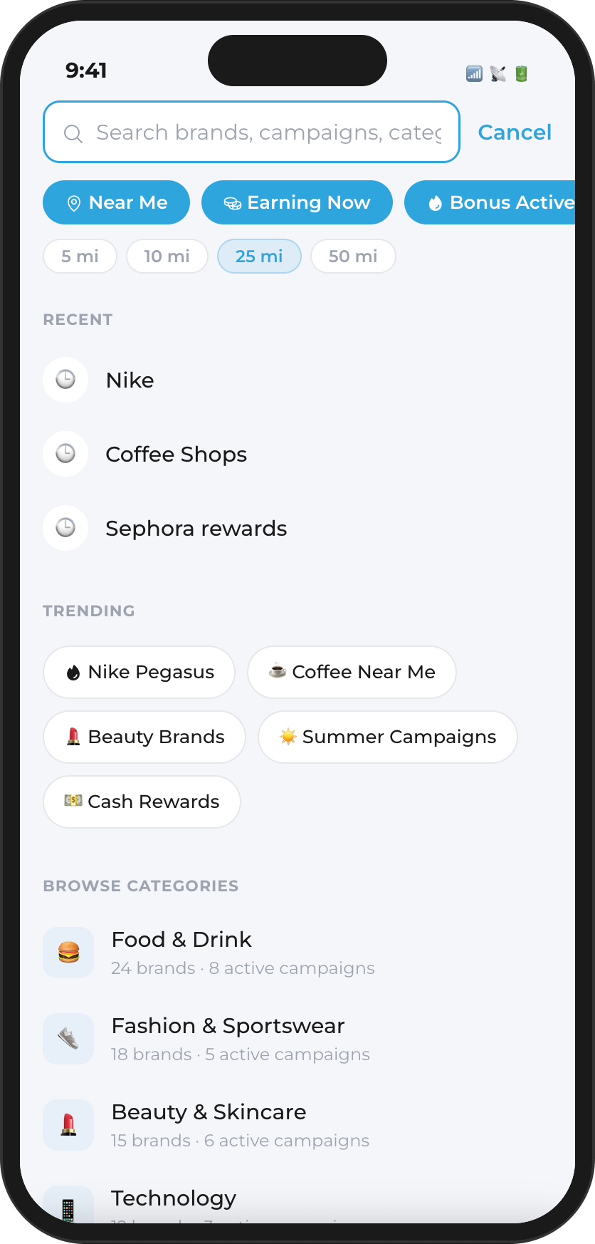 KUP App — Browse Brands