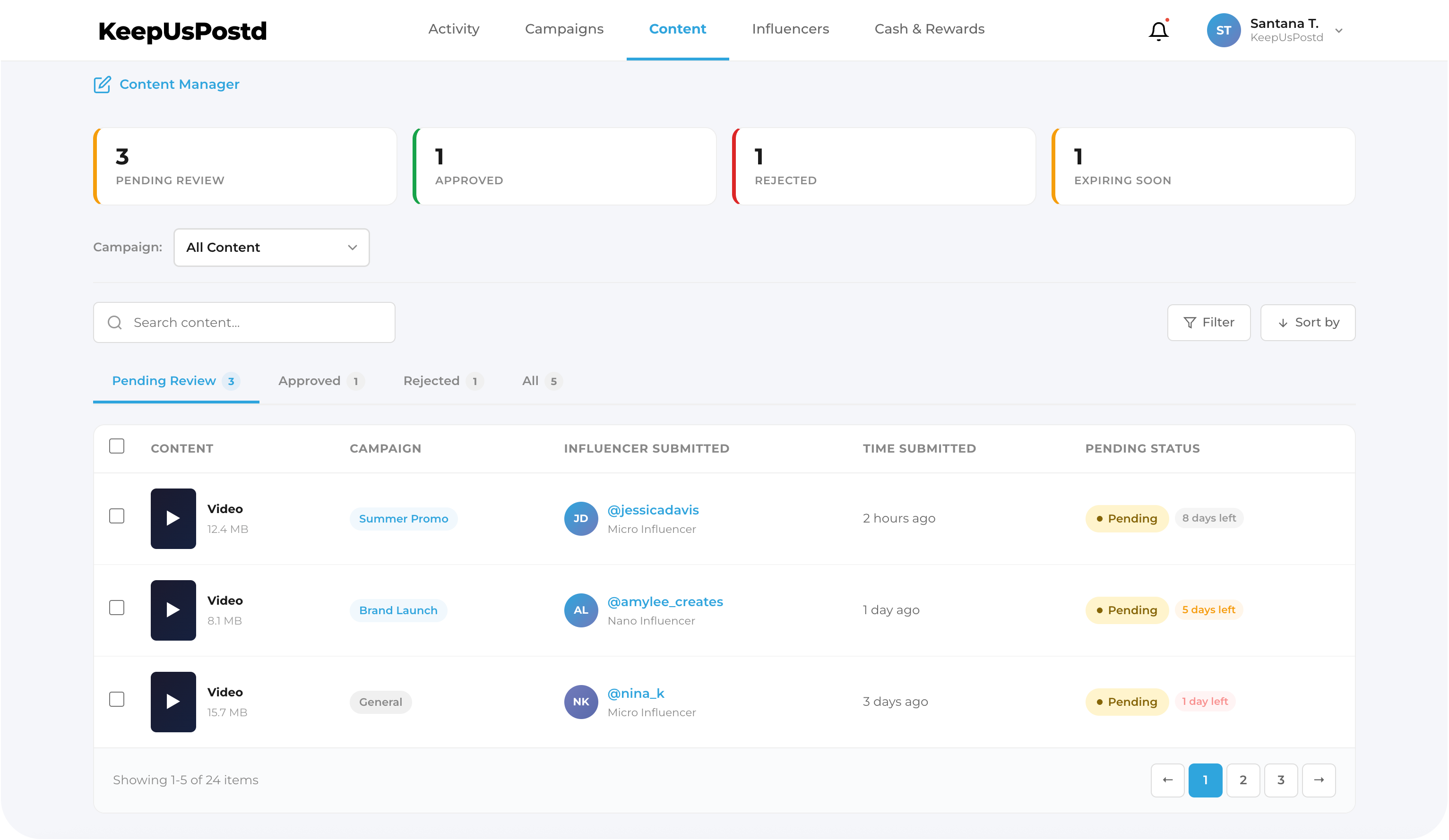 Brand reviews content in the KeepUsPostd portal